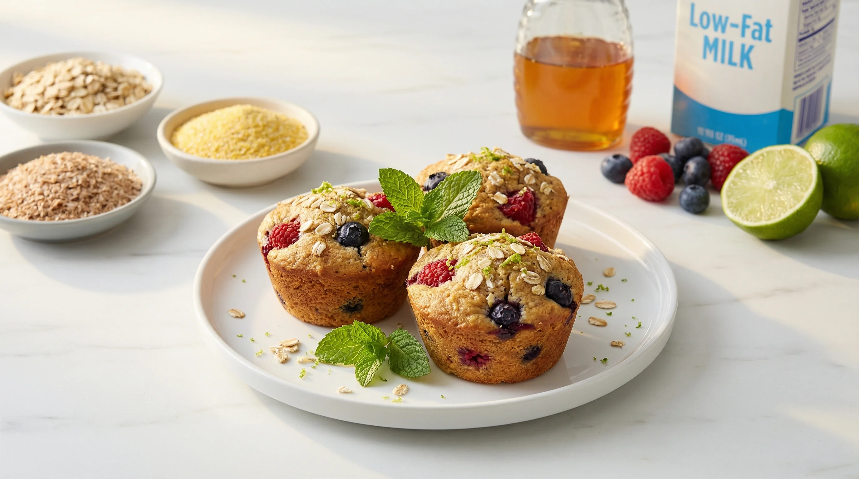 Low-Glycemic Three-Grain Berry Muffins with Lime - Low Glycemic Recipe