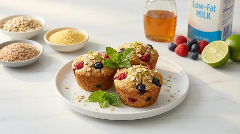 Low-Glycemic Three-Grain Berry Muffins with Lime - Low Glycemic Recipe