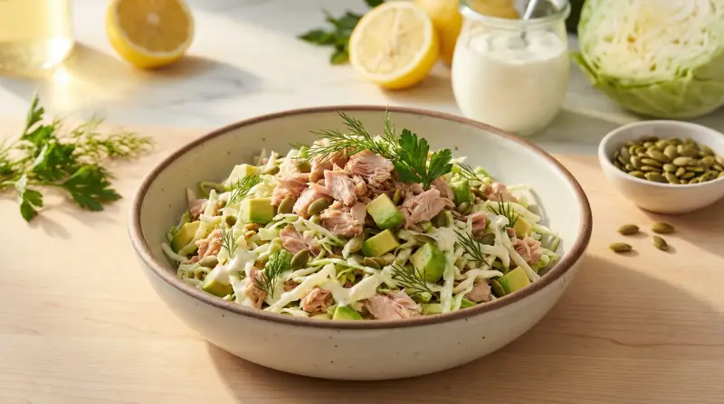 Low-Glycemic Tuna Avocado Power Slaw - Low Glycemic Recipe