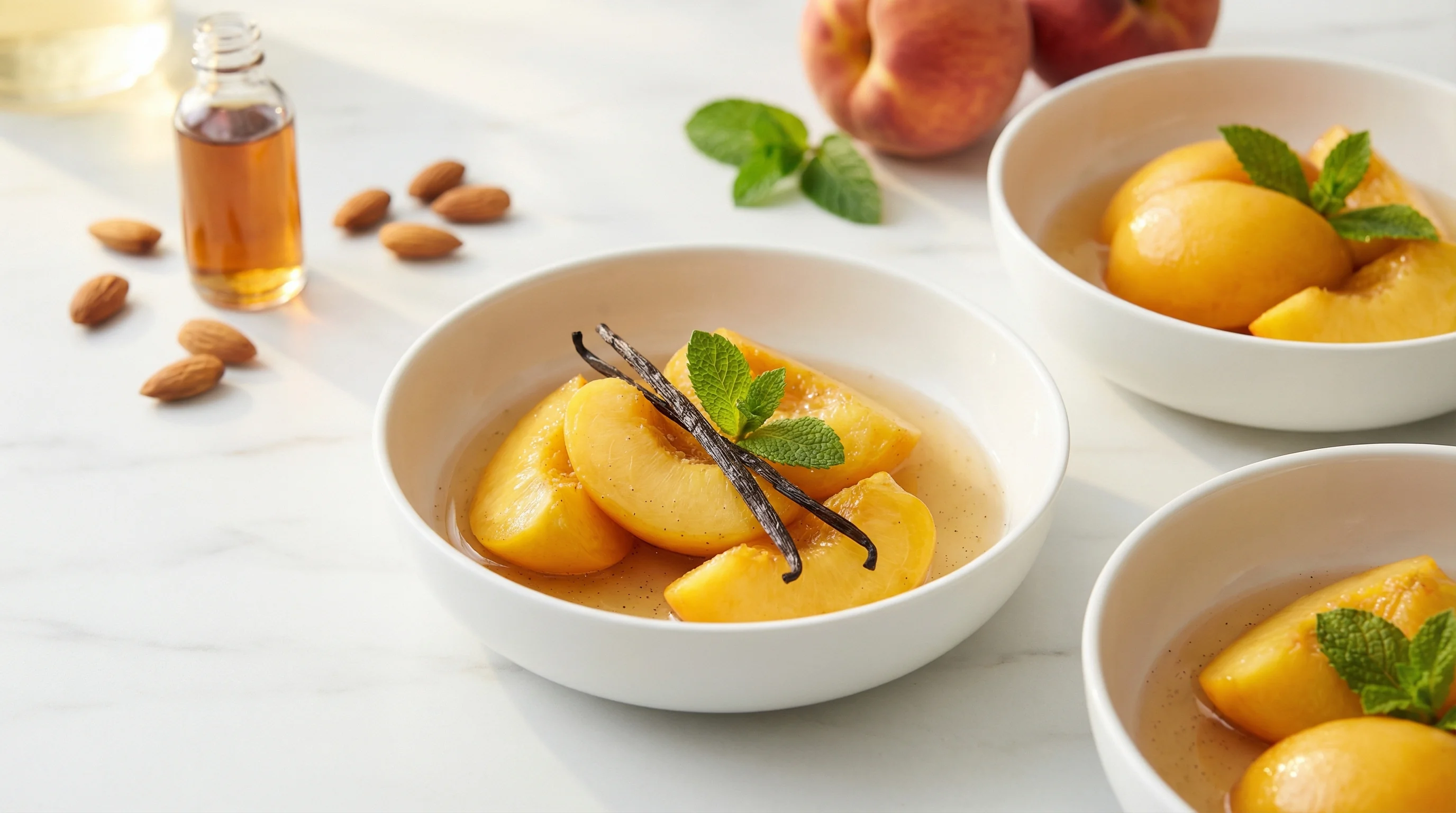 Low-Glycemic Vanilla Poached Peaches with Almond Extract - Low Glycemic Recipe