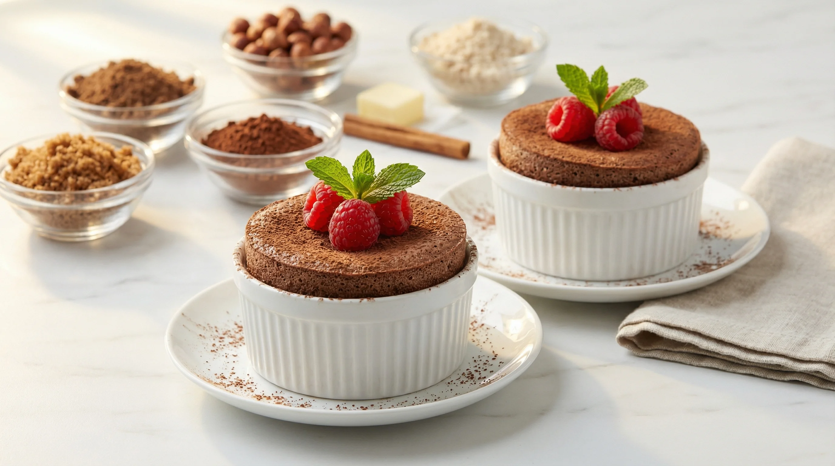 Low-Glycemic Dark Chocolate Soufflés with Fresh Raspberries - Low Glycemic Recipe